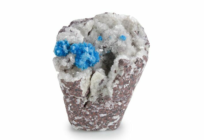 Vibrant Blue Cavansite Crystals on Sparkling Stilbite - India #357234